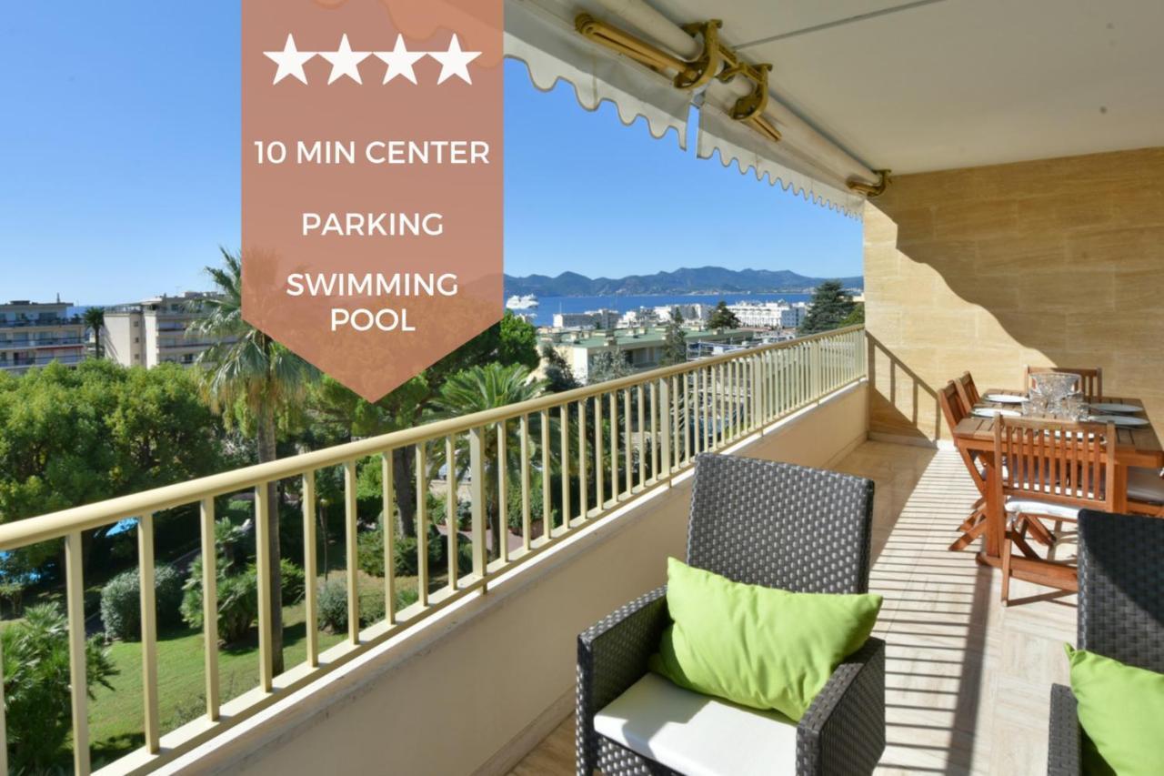 Close To Downtown Cannes Swimming Pool And Sea View Exterior foto